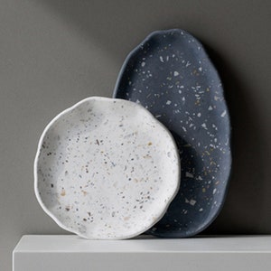 Irregular Oval Concrete Tray Mold-Plate Silicone Mold-Round Coaster Resin Mold-Jewelry Display Tray Mold-Cement Jesmonite Plaster Tray Mold