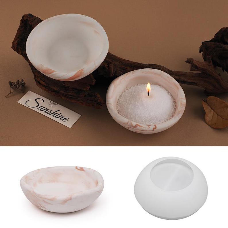 Molde de silicona para plato pequeño, molde de resina para baratijas irregulares, molde para bandeja de joyería, molde para recipiente de hormigón para velas, molde de yeso Jesmonite imagen 3