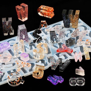 Letra mayúscula Molde de silicona-Alfabeto Letra Resina Molde-Letra Llavero Molde-Letra Número Molde-Joyería Charms Molde-Resina Epoxi Molde de Arte