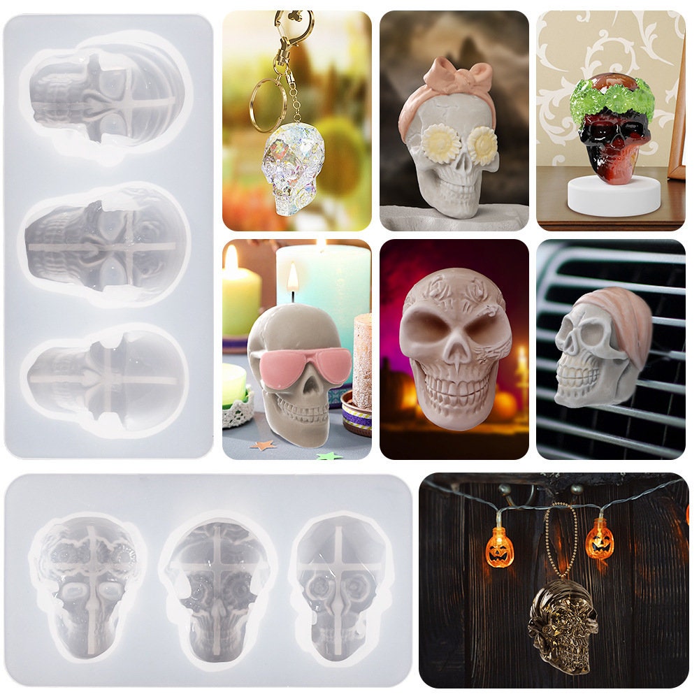 Let's Resin Silicone Skull Molds, 3D Large Skull Shape Molds for Epoxy Resin, Skeleton Skull Decor Epoxy Resin Mold for Candle Making, Home Decor, ou