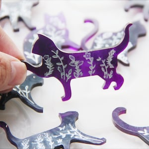 Stampo in silicone con gatto e fiore, stampo in resina con silhouette di gatto, stampo in resina siliconica con gatto, stampo per creazione di gioielli con gatto, stampo artistico con fiore e animale in resina epossidica