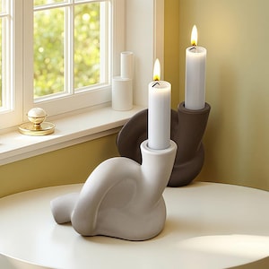 Nordic Candlestick Holder Silicone Mold-Knot Candle Holder Resin Mold-Concrete Taper Candle Holder Mold-Jesmonite Plaster Decor Mold