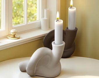 Nordic Candlestick Holder Silicone Mold-Knot Candle Holder Resin Mold-Concrete Taper Candle Holder Mold-Jesmonite Plaster Decor Mold