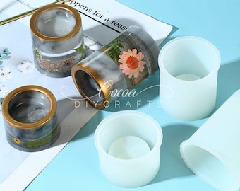 Cylinder Tealight Holder Silicone Mold-Tea Light Holders Mold-Candle Holder Resin Mold-Pillar Tealight Holder Mold-Epoxy Resin Craft Mold