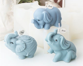 Moule en silicone éléphant mignon - Moule à bougie éléphant dessin animé - Moule à bougie éléphant animal - Moule à savon fait main - Moule à plâtre d'aromathérapie