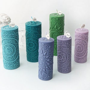 Sun Moon Candle Silicone Mold-Yin Yang Pillar Candle Mold-Lotus Flower Candle Mold-Cylindrical Candle Mold-Aroma Candle Soap Mold