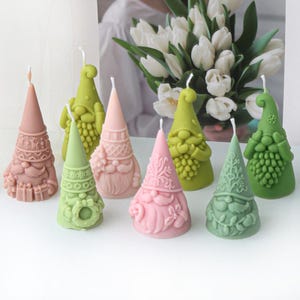 8 Styles Gnome Candle Silicone Mold-Christmas Gnome Candle Mold-Christmas Tree/Bear/Wreath Gnome Candle Mold-Candy Cane Candle Mold