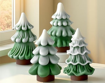 4 Styles Christmas Tree Silicone Mold-Christmas Tree Candle Mold-Pine Tree Candle Mold-Christmas Decor Mold-DIY Aromatherapy Plaster Mold