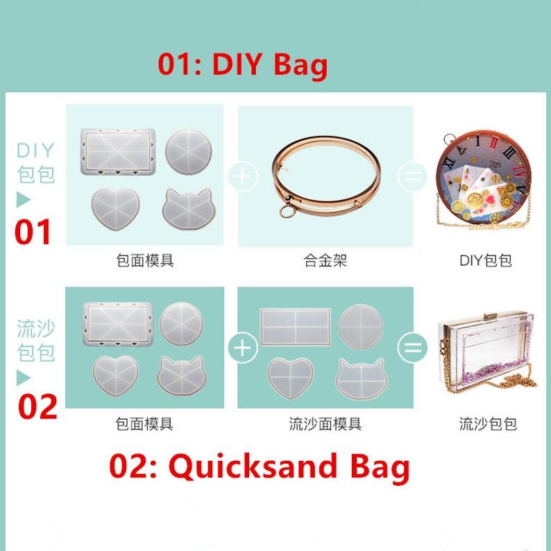 Purse Clutch Bag Silicone Molddiy Quicksand Bag Resin Mold Etsy