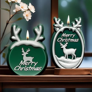 Christmas Candle Silicone Mold-Christmas Elk Candle Mold-Merry Christmas Candle Mold-Winter Candle Decor Mold-DIY Aromatherapy Plaster Mold