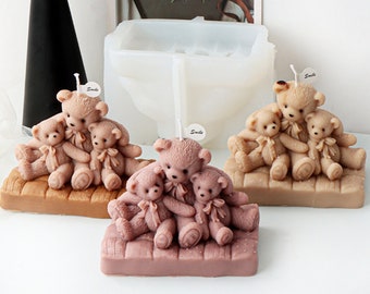 Family Bear Silicone Mold-Teddy Bear Candle Mold-Cartoon Bear Candle Mold-Animal Bear Candle Mold-Aromatherapy Plaster Mold-Home Decor Mold