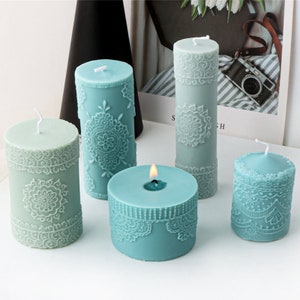 Nordic Candle Silicone Mold-Cylinder Candle Mold-Relief Flower Candle Mold-Aesthetic Candle Mold-Wedding Candle Mold-Aroma Candle Soap Mold