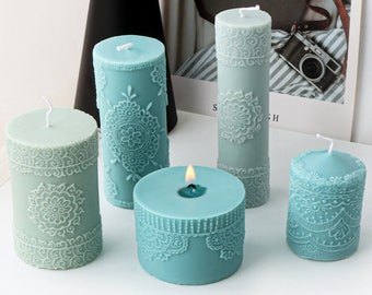 Nordic Candle Silicone Mold-Cylinder Candle Mold-Relief Flower Candle Mold-Aesthetic Candle Mold-Wedding Candle Mold-Aroma Candle Soap Mold