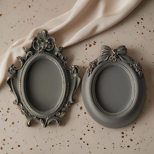 Nordic Photo Frame Silicone Mold-Baroque Frame Mold-Beautiful Bow Picture Frame Mold-Jewelry Display Tray Mold-Jesmonite Plaster Art Mold