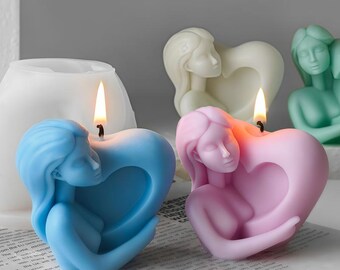 Heart Girl Silicone Mold-Woman Holding Heart Candle Mold-Valentine's Day Mold-DIY Aromatherapy Plaster Mold