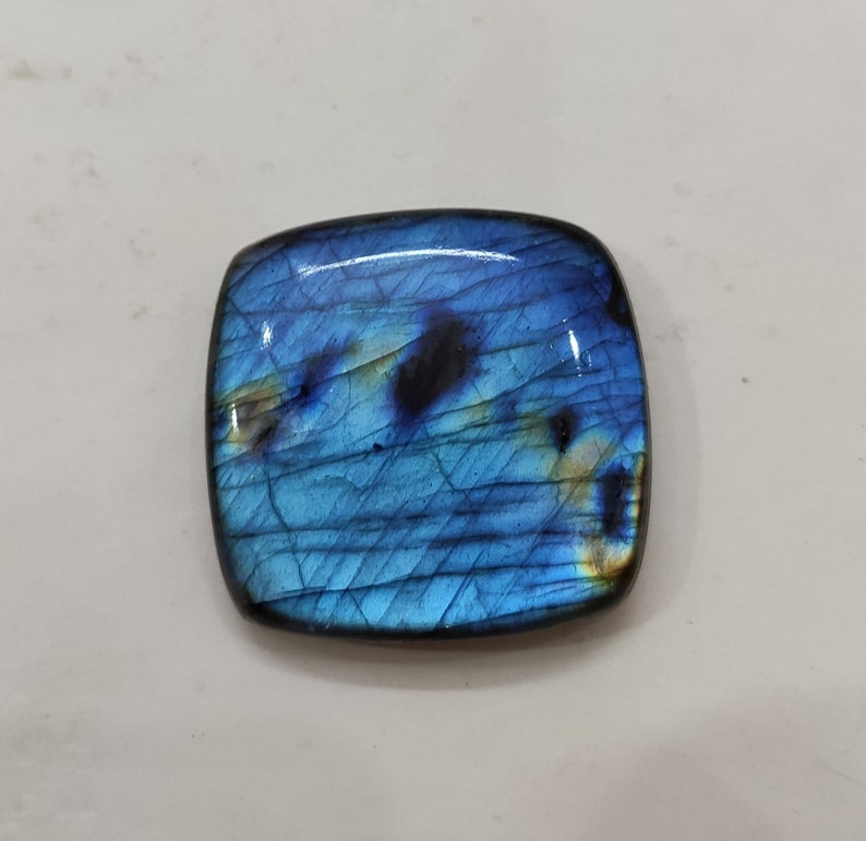 33x33x9 mm Great Quality Blue Multi Fire Labradorite Cabochon Loose Gemstone 100.50 Carats Cushion Shape Best For Silver,Wire wrap Jewelry