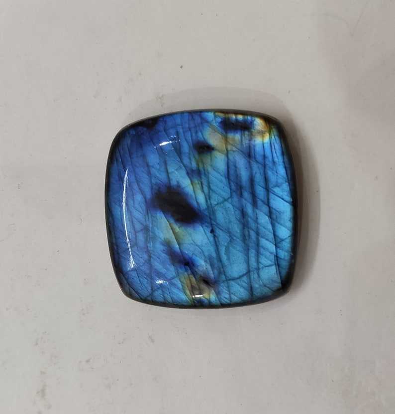 33x33x9 mm Great Quality Blue Multi Fire Labradorite Cabochon Loose Gemstone 100.50 Carats Cushion Shape Best For Silver,Wire wrap Jewelry