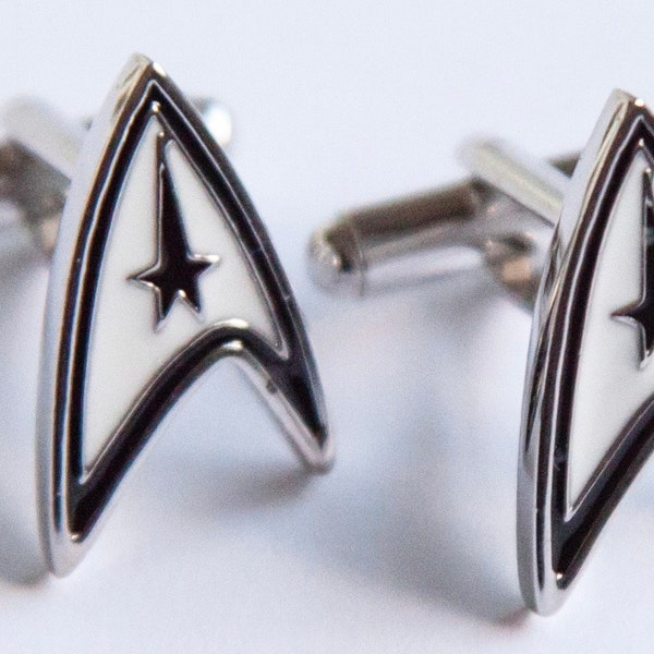 Boutons de manchette Star Trek, cadeau Star Trek, cadeau Trekkie, symbole Star Fleet, boutons de manchette Star Fleet, cadeau pour petit ami ringard, cadeau pour fan de Star Trek