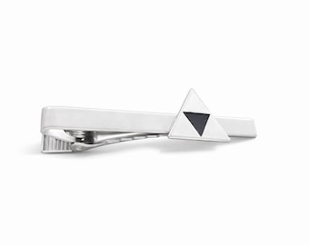 Pinza para corbata Trifuerza de Legend of Zelda, chapada en plata, accesorio para gamers, joyería inspirada en Zelda, regalo único para gamers, elegante pinza para corbata