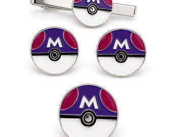 Pokemon Master Ball Cufflinks Suit Pin Tieclip Set Pokemon Fans Ideal Gift for Special Occasions Collectors and Enthusiasts Perfect  Event