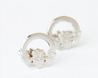 Wedding Cufflinks, Claddagh Irish Traditional Symbol | French Cuff Shirts, Groom Gift, Groomsmen Keepsake