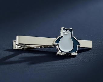 Snorlax Tie Clip, Gamer Wedding Accessory | For Groom, Groomsman Gift, Subtle Pokemon Collectible, Formal Wear Accent
