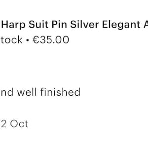 Irish Harp Suit Pin Silver Elegant Accessory for Every Occasion Handcrafted Irish Suit Pin Unique Irish Gift Ideal for Formal Events image 6