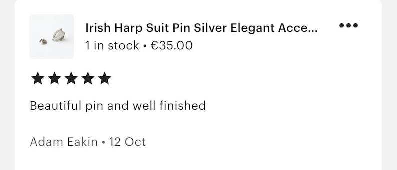 Irish Harp Suit Pin Silver Elegant Accessory for Every Occasion Handcrafted Irish Suit Pin Unique Irish Gift Ideal for Formal Events image 6