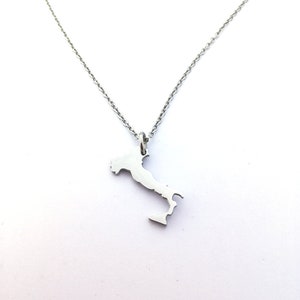 Collar de plata del mapa de Italia, regalo italiano, Italia, regalo italiano único, regalo italiano para ella, regalo italiano para él, regalo italiano de San Valentín