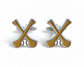Hurling Cufflinks | Irish Hurley and Sliotar Cufflinks | Irish Wedding Gift | Groomsmen Gift | Gaelic Sports Cufflinks