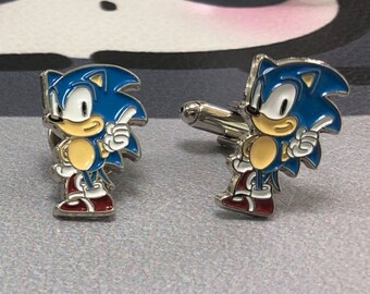 Sonic The Hedgehog Cufflinks, Gift for Nerdy Boyfriend, Gamer Wedding Cuff Links, Groomsmen Gift, Unique Video Game Present for Boyfriend