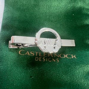 Claddagh Ring Tieclip Silver Irish Jewelry Gift for Him Wedding Anniversary Men&#39;s Accessories Classic Irish Heritage Wedding Gift for Groom