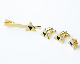 Legend of Zelda Cufflinks Tie Clip Suit Pin Set Handcrafted Gaming Accessories Unique Gift for Fans Geeky Wedding Jewelry Zelda