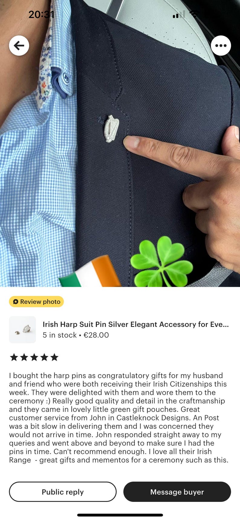 Irish Harp Suit Pin Silver Elegant Accessory for Every Occasion Handcrafted Irish Suit Pin Unique Irish Gift Ideal for Formal Events image 5