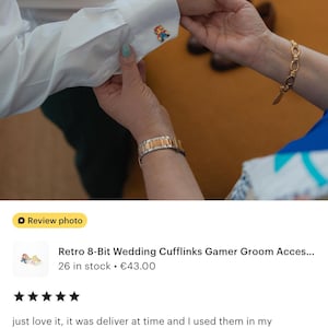 Retro 8-Bit Wedding Cufflinks Gamer Groom Accessory Pixel Art Cufflinks for Wedding Day Unique Geeky Gift Nerdy Boyfriend Gamer Wedding Gift image 6