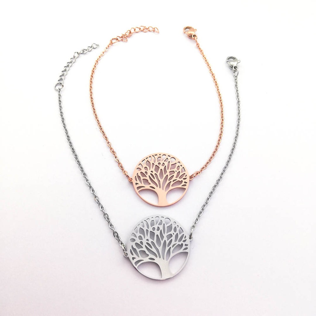 Tree of Life Bracelet in Rose Gold or Silver Plated Elegant Boho ...