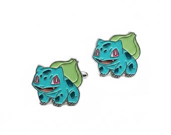 Bulbasaur Style Cufflinks – Men’s Gift – Wedding, Prom, Debs – Gaming / Anime Cufflinks