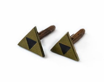 Legend of Zelda Triforce Cufflinks for Men Geeky Gamer Gift Nerdy Wedding Accessories Zelda Groomsmen Gift Cosplay Jewelry Nerd Gift for Him