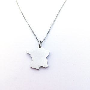 Collier d’argent carte de France, cadeau Français, France, cadeau Français unique, cadeau Français pour elle, cadeau Français pour lui, cadeau Français Valentines