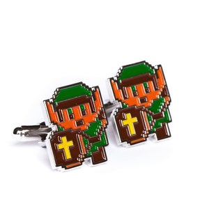 Legend of Zelda 8-Bit Cufflinks Retro Gaming Accessory Video Game Fan Jewelry Zelda-Inspired Design Unique Men&#39;s Cufflinks Gift for Gamers