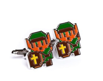 Legend of Zelda 8-Bit Cufflinks Retro Gaming Accessory Video Game Fan Jewelry Zelda-Inspired Design Unique Men&#39;s Cufflinks Gift for Gamers