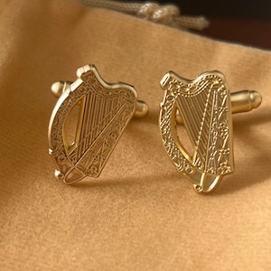 Ierse harp manchetknopen: elegantie voor elke gelegenheid, Ierse bruiloft manchetknopen, Iers cadeau afbeelding 4