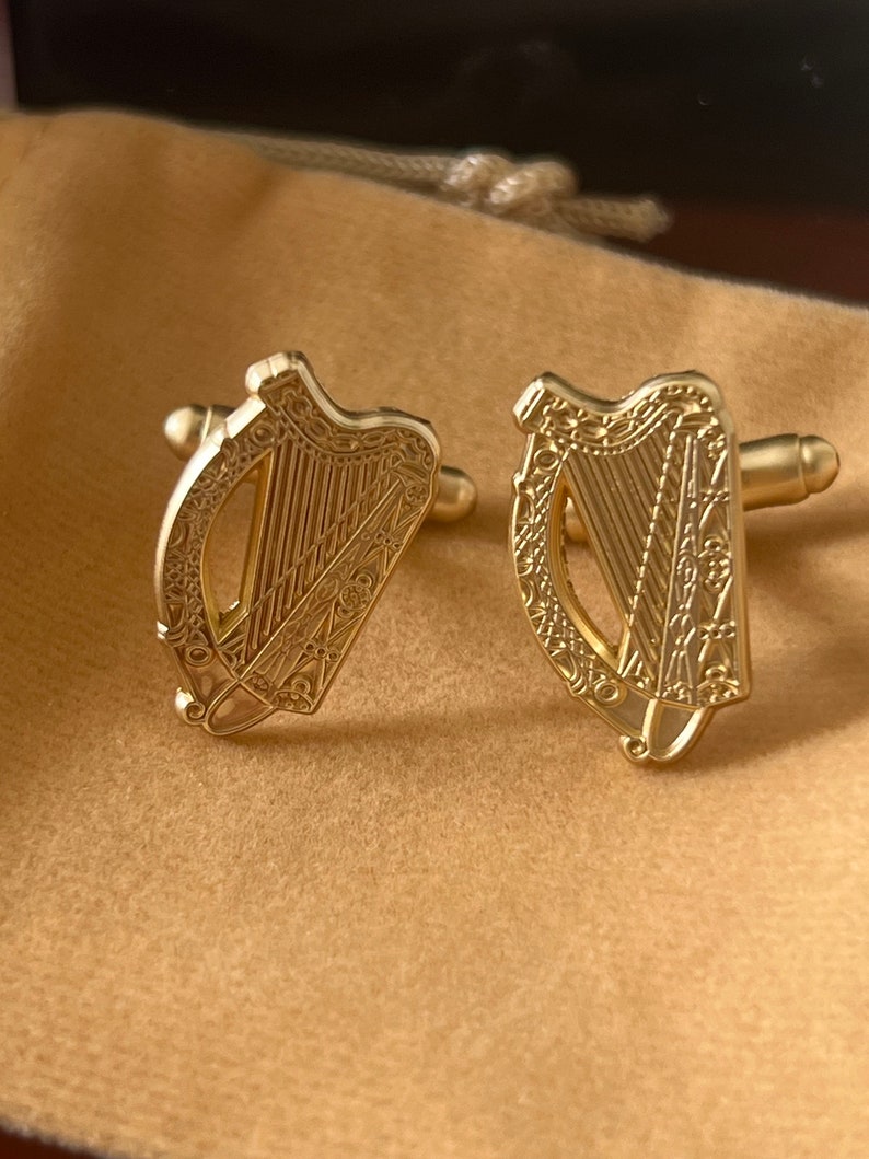 Irish Harp Cufflinks: Elegance for Every Occasion, Irish Wedding Cufflinks, Irish Gift image 4