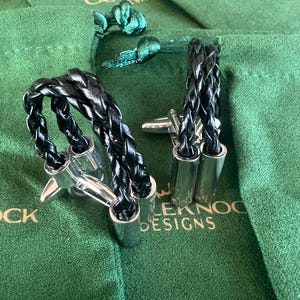 Braided Black Leather Cufflinks for Men Perfect Groom or Groomsmen Gift Best Man Present Father of the Bride Accessory Gift for Wedding Day