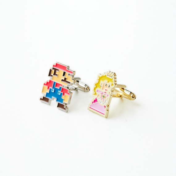 Retro 8-Bit Wedding Cufflinks Gamer Groom Accessory Pixel Art Cufflinks for Wedding Day Unique Geeky Gift Nerdy Boyfriend Gamer Wedding Gift