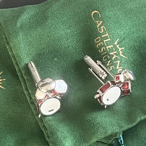 Drum Kit Cufflinks Silver Tone Mens Music Jewelry Gift for Drummer Band ...