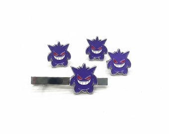 Gengar Cufflinks Tieclip Pin accessories perfect gift  Pokémon fans trainers weddings and special occasions unique design