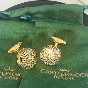 Gold Caesar Carved Design Cufflinks Roman Inspired Men's Jewelry Elegant Accessories Unique Gift for Him Gold Caesar Cufflinks