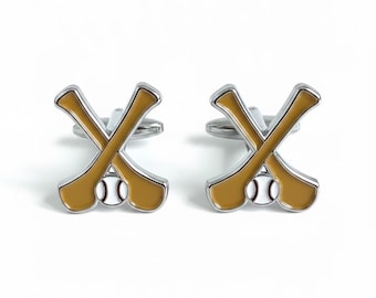 Hurling Cufflinks | Irish Hurley & Sliotar Cufflinks | Irish Wedding Gift | Groomsmen Gift | Gaelic Sports Cufflinks