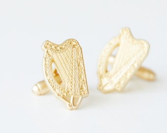 Elegant Irish Harp Cufflinks Exquisite Celtic Design Perfect for Weddings Irish Heritage Gifts and Formal Events Timeless Sophistication